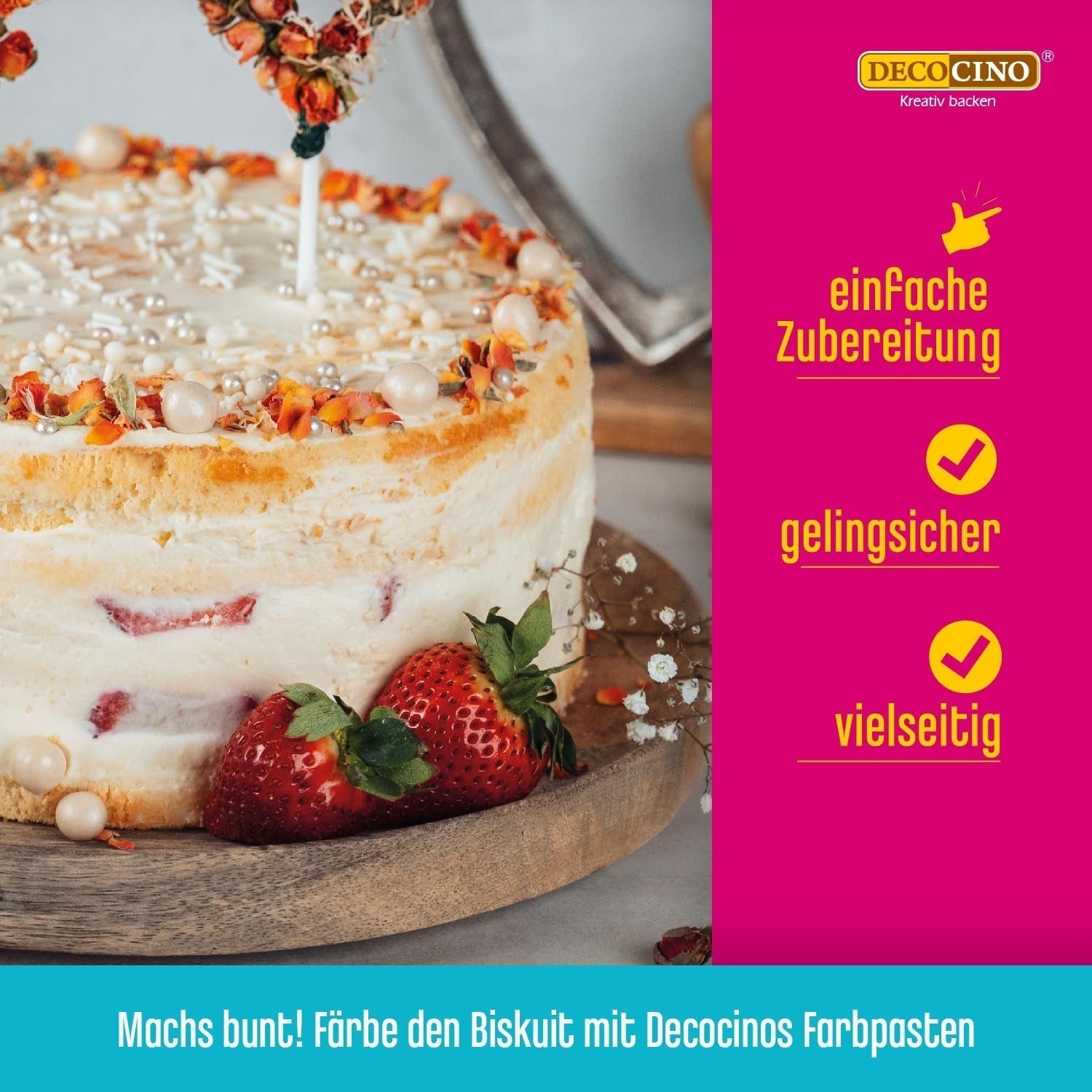 DECOCINO Biscuit Backmischung (250 G) – Einfache Zubereitung – Gelingsicher – Zum Backen Von Luftigen Biskuitböden, Creme-Torten, Biskuitrollen Uvm. Naty Shop