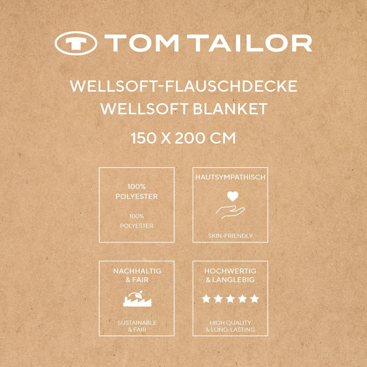 TOM TAILOR Wellsoft Decke, 150 x 200 cm, 100 % Polyester/ Wellsoft, bestickt mit Logo, WELLSOFT BLANKET Orange (Warm Coral) Decken und Steppdecken Naty Shop