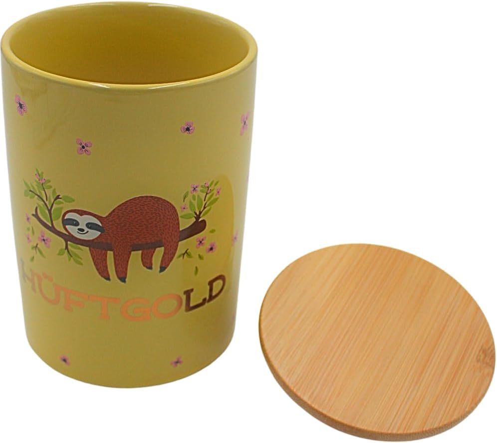 Dekohelden24 Edle Keramik-Aufbewahrungsbox/Kaffee/Frischware/Keks Hüftgold. Der Grund: Faulheit. Maße: H/Ø 15,6 x 11 cm. Aufbewahrungsboxen für Lebensmittel von Naty Shop