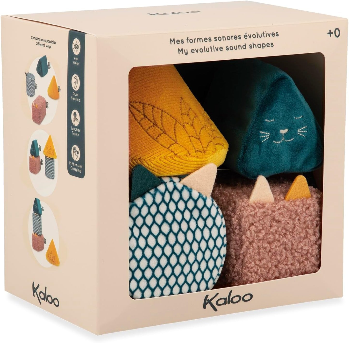 KALOO - Reize - 4 evolutionäre Formen mit Geräuschen - Produkte für Kinder - Stapelspiel - Hör- und Greiffähigkeiten - Ab der Geburt, K227002 Babyspielzeug Naty Shop