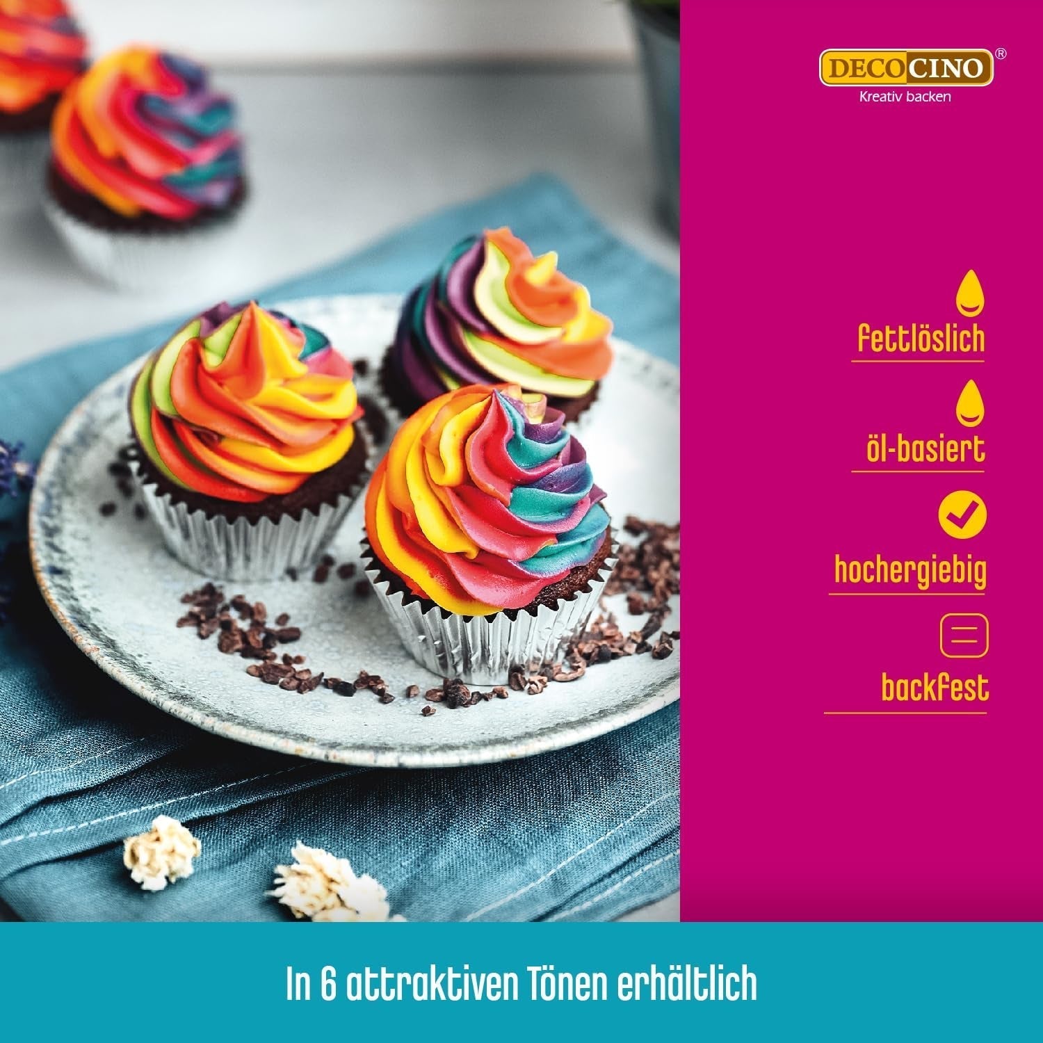 DECOCINO Rote fettlösliche Farbpaste – 15 g – Lebensmittelfarbe auf Ölbasis, ideal zum Färben von Schokolade, Buttercreme, Fondant oder Keksteig (3er-Pack)