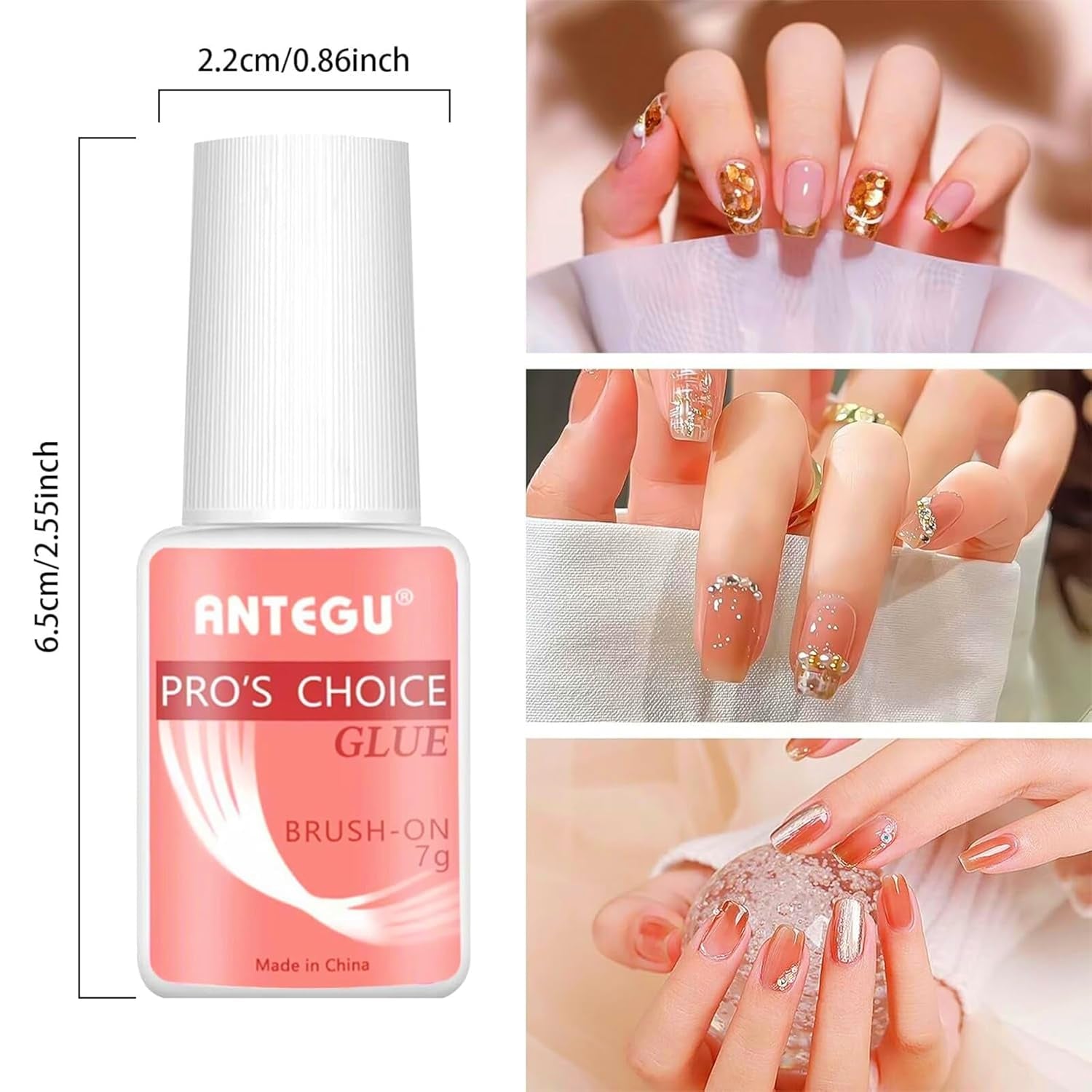Extra starker Nagelkleber – inklusive Pinsel, 4 x 7 g Nagelverlängerungskleber, Acryl-Spitzenkleber und künstlicher Nagelkleber