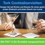 Tork Cocktail White Servietten, 1/4-Faltung, 2-lagig, 24 cm × 24 cm, 200 Servietten, 477534