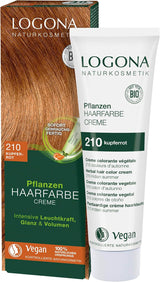 LOGONA Naturkosmetik Pflanzenhaarfarbe Creme 240 Nougatbraun, natürliche Henna-Braunhaarfarbe, Creme, Brauntöne, dunkle Haarfarbe, 150 ml, Naty Shop Haarfarbe 210 Kupferrot [Indian Summer]