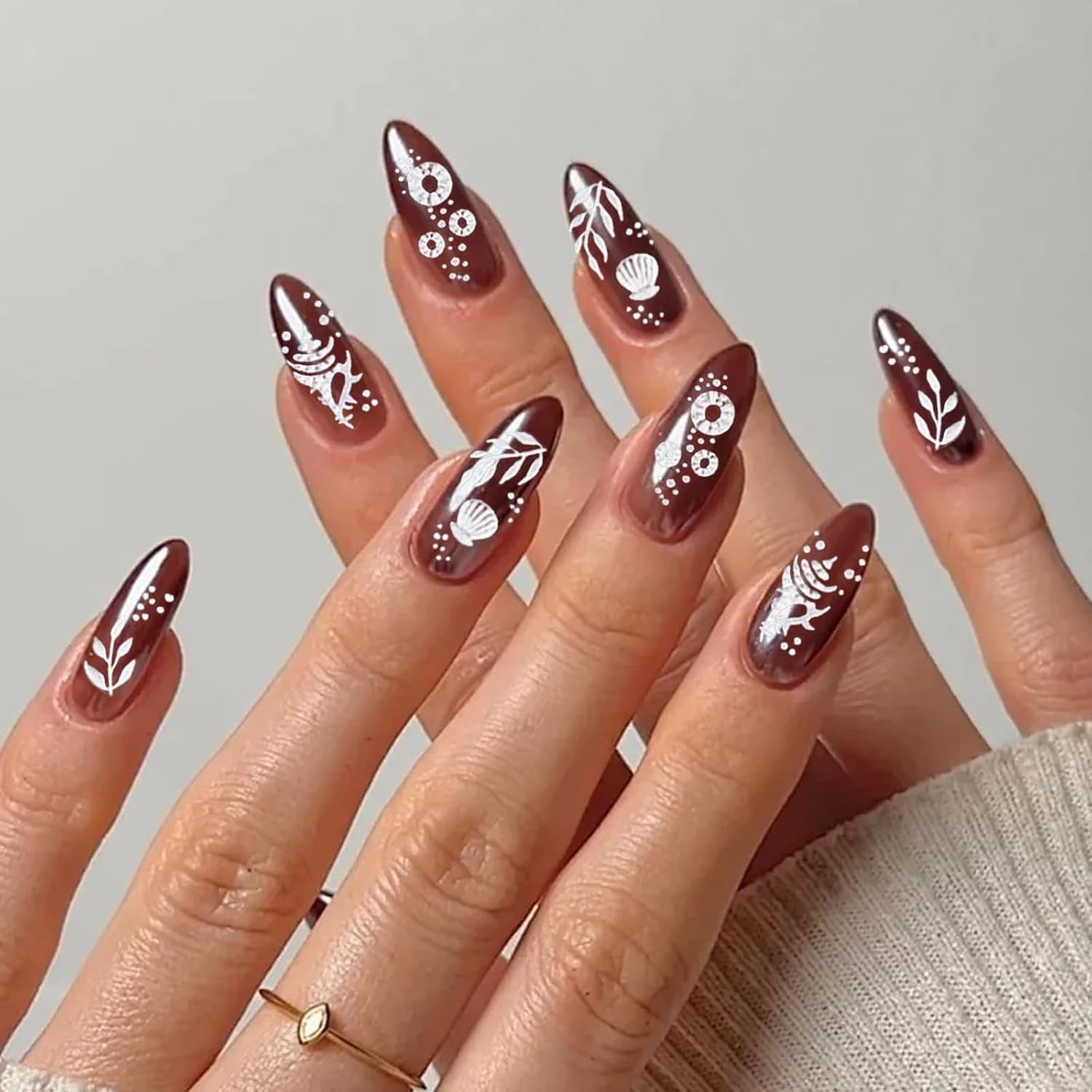 5 Stück 5D-geprägte Nagelaufkleber, Ozeanmuster, Nagel-Charms, Ozean-Sommer-Nagelaufkleber, Muscheln, Meerestiere, niedliche Nageldesign-Aufkleber, Nageldesign-Zubehör
