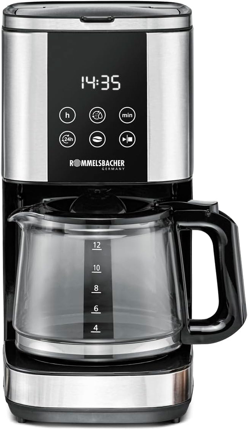 Rommelsbacher FKM 1000 Filter-Espressomaschine – 1,5 Liter Wassertank für 12 Tassen Kaffee, Glaskaraffe, Startvorwahl, Warmhaltefunktion, Aromafunktion, herausnehmbarer Filterhalter 1x4