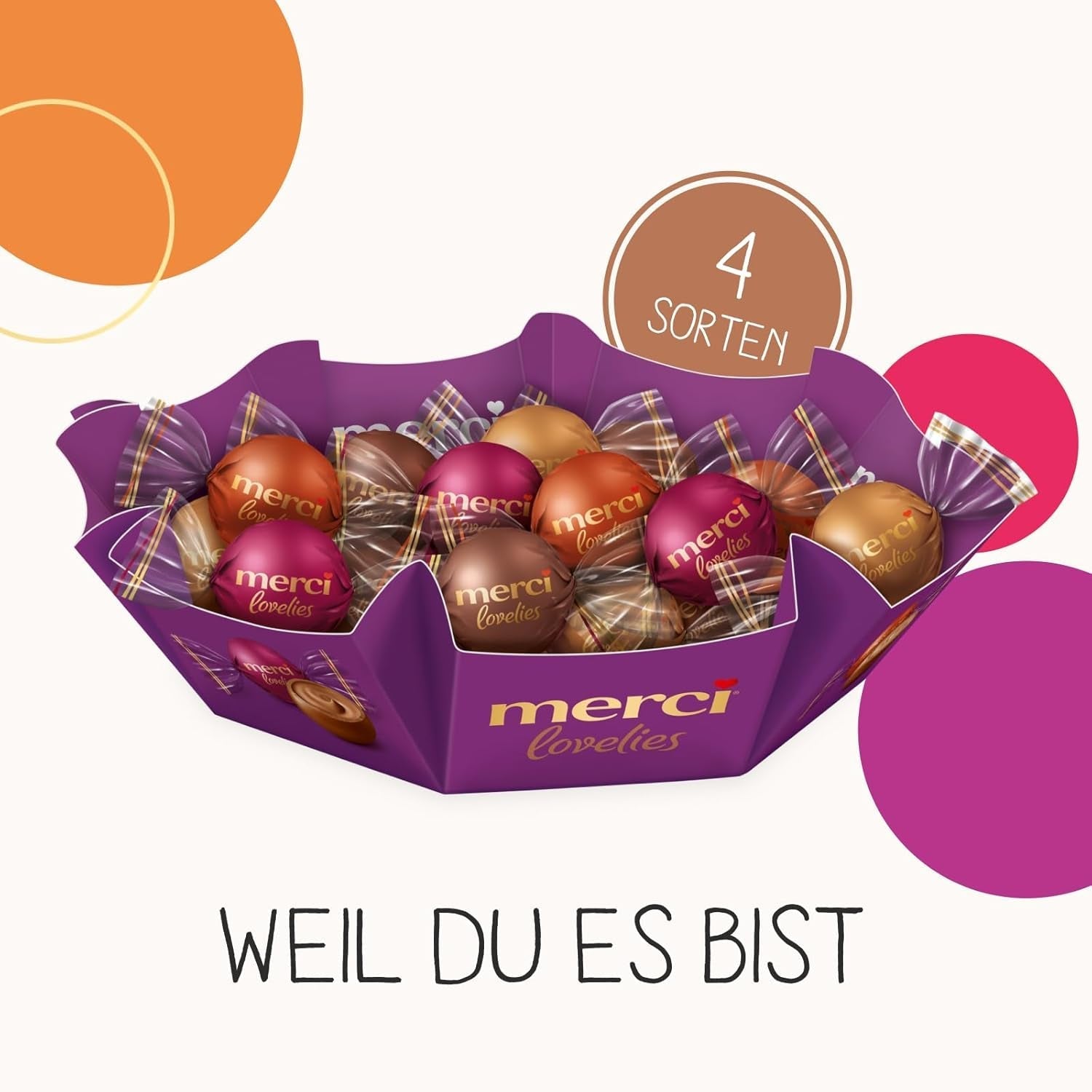 Merci Lovelies Creamy – 185 Gramm – Pralinenmischung mit mit Naty Shop gefüllten Schokoladenspezialitäten