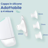 MAM Move Tragbare Milchpumpe mit 3 Betriebsmodi und 5 Intensitätsstufen, Skinsoft-Silikongehäuse, einstellbar auf 4 Größen. Zubehör Essen und Stillen Bebe Naty Shop