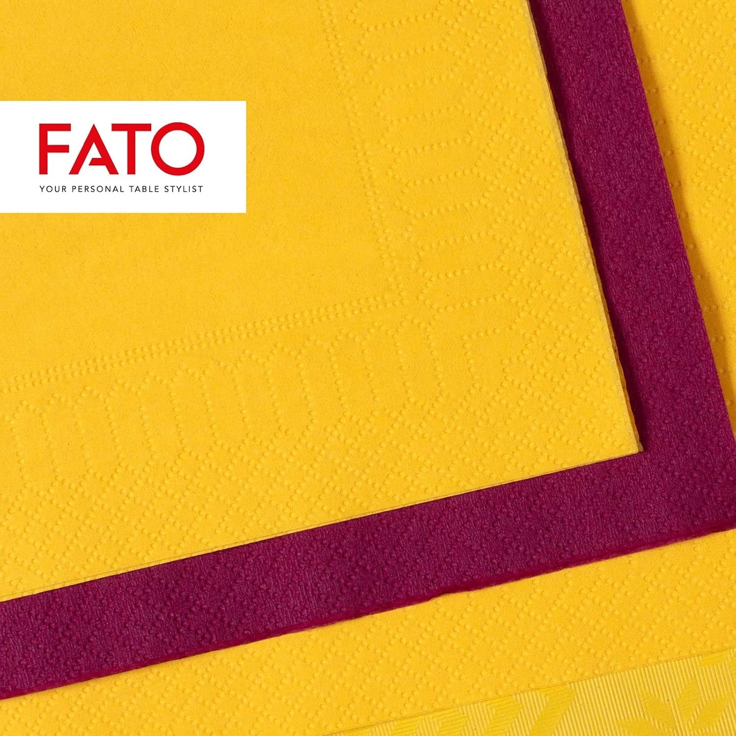 , Einweg-Papierservietten, ideal für zwanglose Mittagessen und Buffets, Packung mit 50 Servietten, Größe 33 x 33, 4-fach gefaltet, 2-lagig, gelb, 100 % reines Zellulosepapier, FSC-zertifiziert
