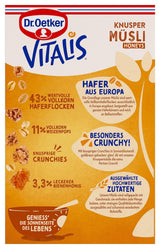 Dr. Oetker Vitalis Crunchy Honeys: Honig-Knuspermüsli für Frühstück und Snacks, 5er-Pack (5 x 600 g)