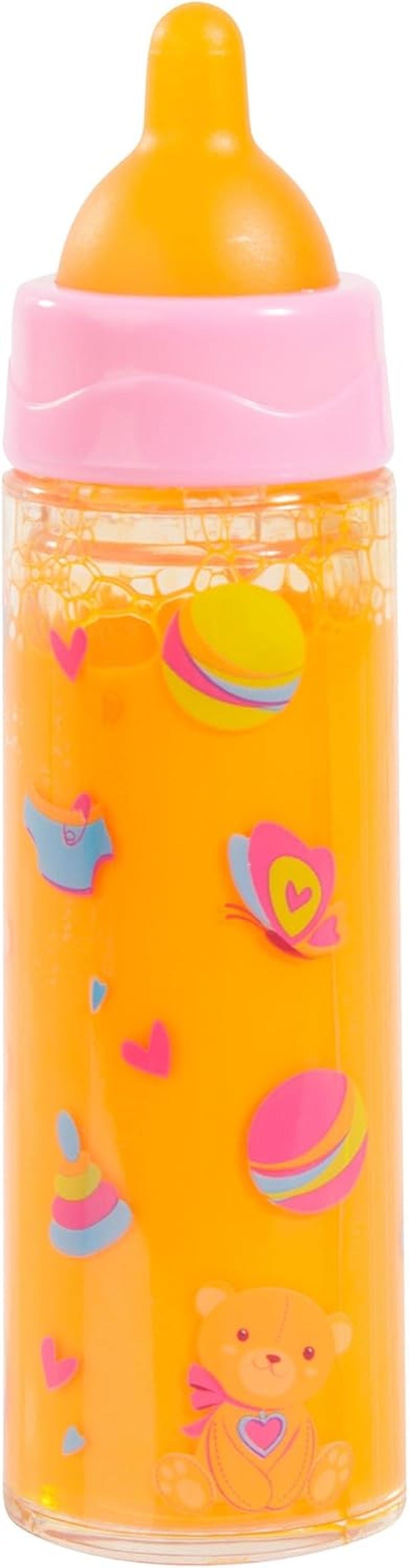 Bayer Design 79201AE Magic Bottle, Milchflasche, Trinkflasche, Puppenzubehör, weiß und orange