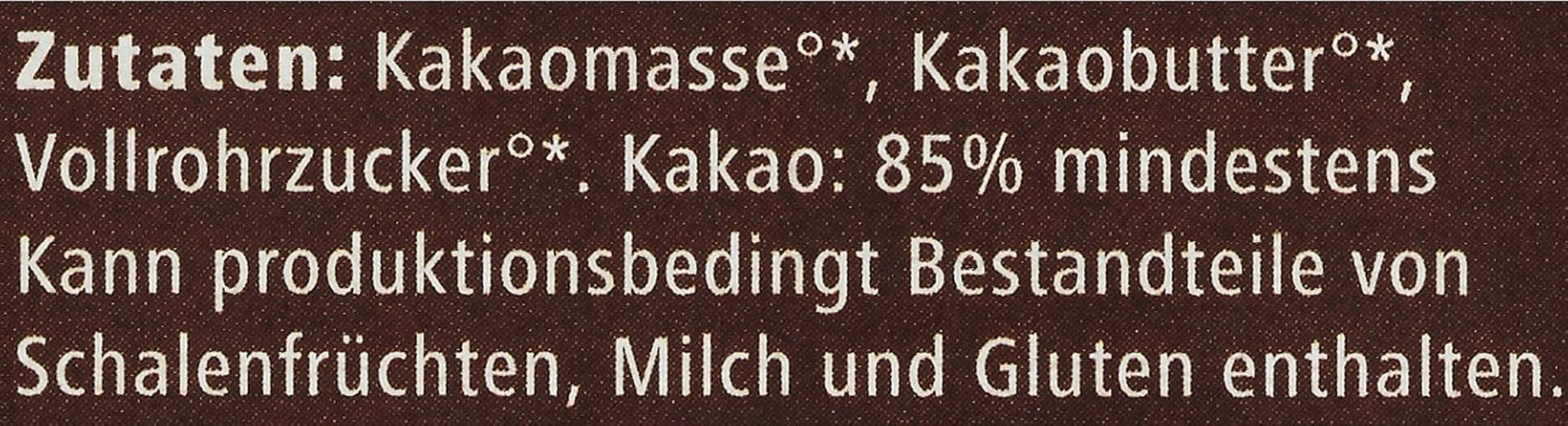 Bitter Grand Noir Bio, 85%, 100g