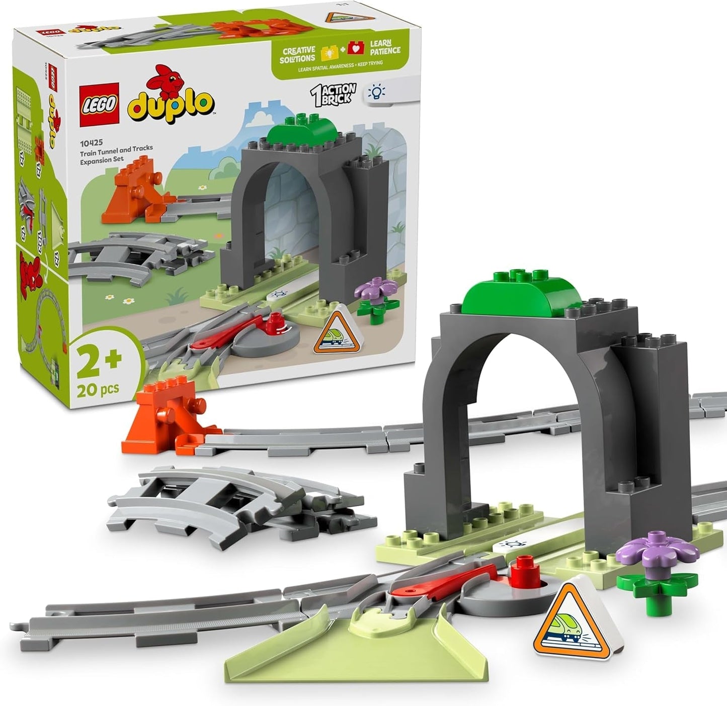 LEGO DUPLO Town Eisenbahntunnel und Gleise – Erweiterungsset, Geschenk für Kleinkinder, fördert die Geschicklichkeit, Spielset für 2-jährige Fahrzeugfans, kreatives Lernspielzeug 10425 Bausets Besuchen Sie den LEGO-Store Standardtitel