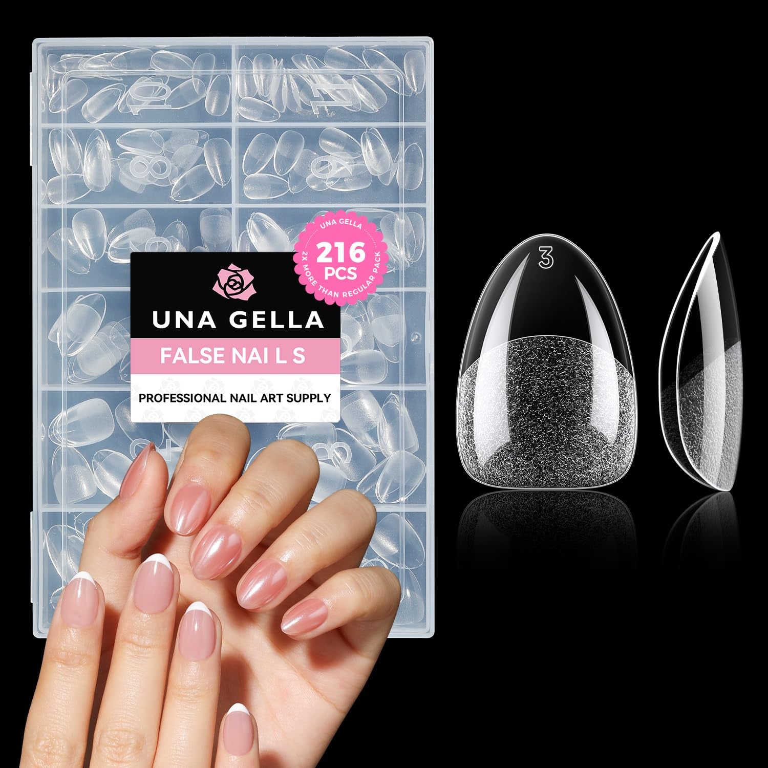 Ballerina-Gel-Nagelspitzen, 216 Stück, 12 Größen, weiche Gel-Nagelspitzen, vollständige Abdeckung, Nagelverlängerungs-Set, halbmatt, DIY, Heimkunst