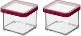 Rotho Loft 5er-Set Vorratsdosen mit Deckel, verschiedene Größen, BPA-freier, lebensmittelechter Kunststoff (PP), transparent/rot, (21,4 x 21,4 x 23,5 cm), Naty Shop Frischhaltedosen 0,5 l, quadratisch (2er-Pack)