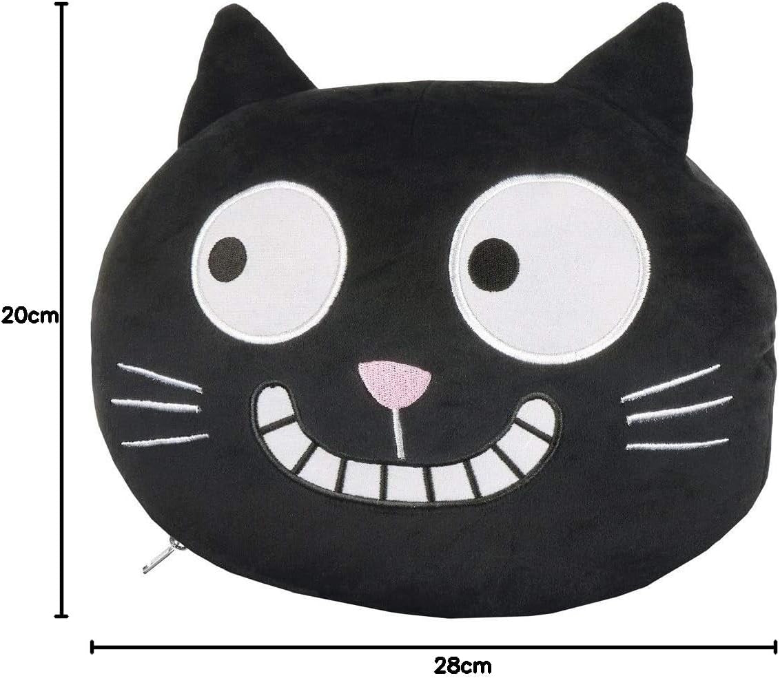 Moses Nackenkissen. Ed, die Katze | 2-in-1 Nacken- und Kopfkissen für die Reise | Katzenreisekissen, 28 cm, Schwarz