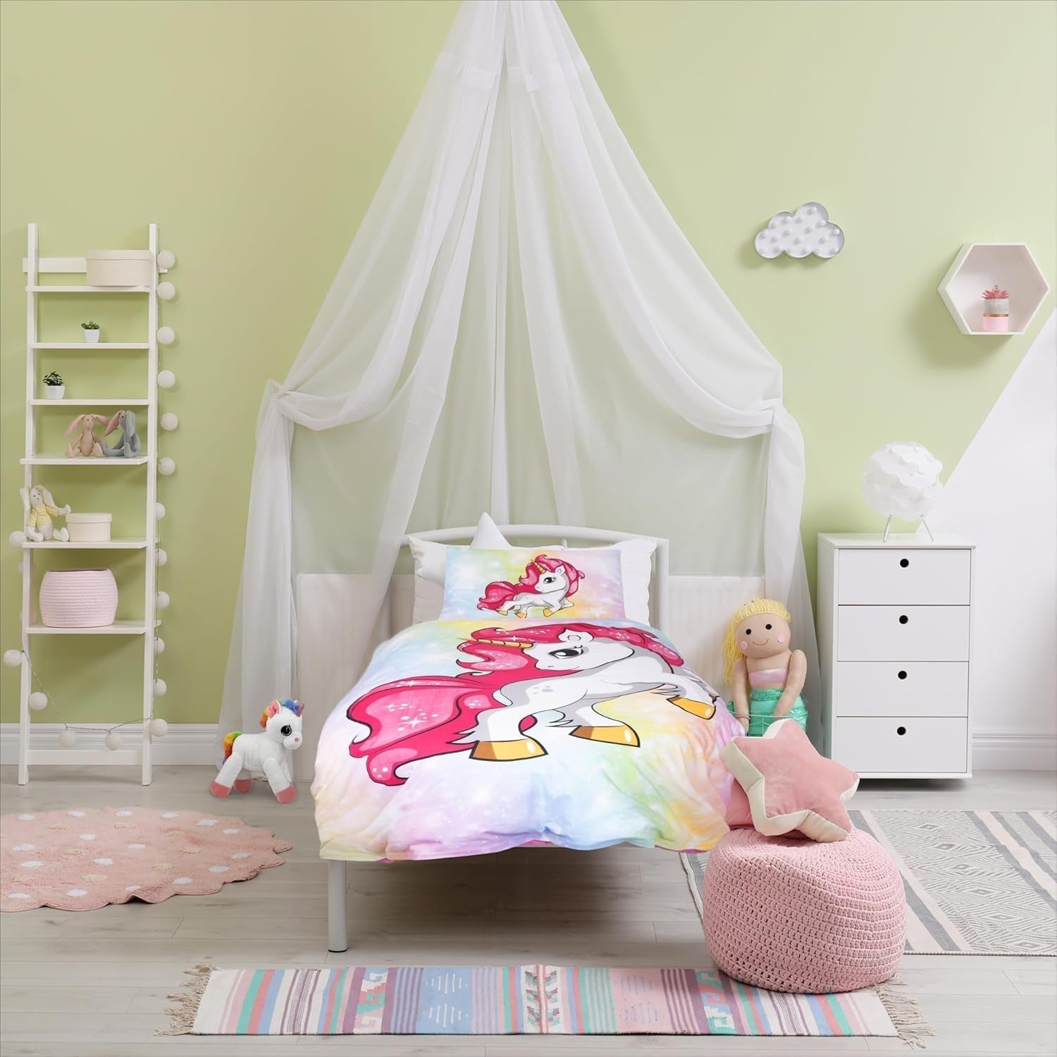 Bettwäsche für Mädchen, Einhorn, 100 x 135 cm und 40 x 60 cm, Baumwolle Bettwäsche - Kinder Naty Shop