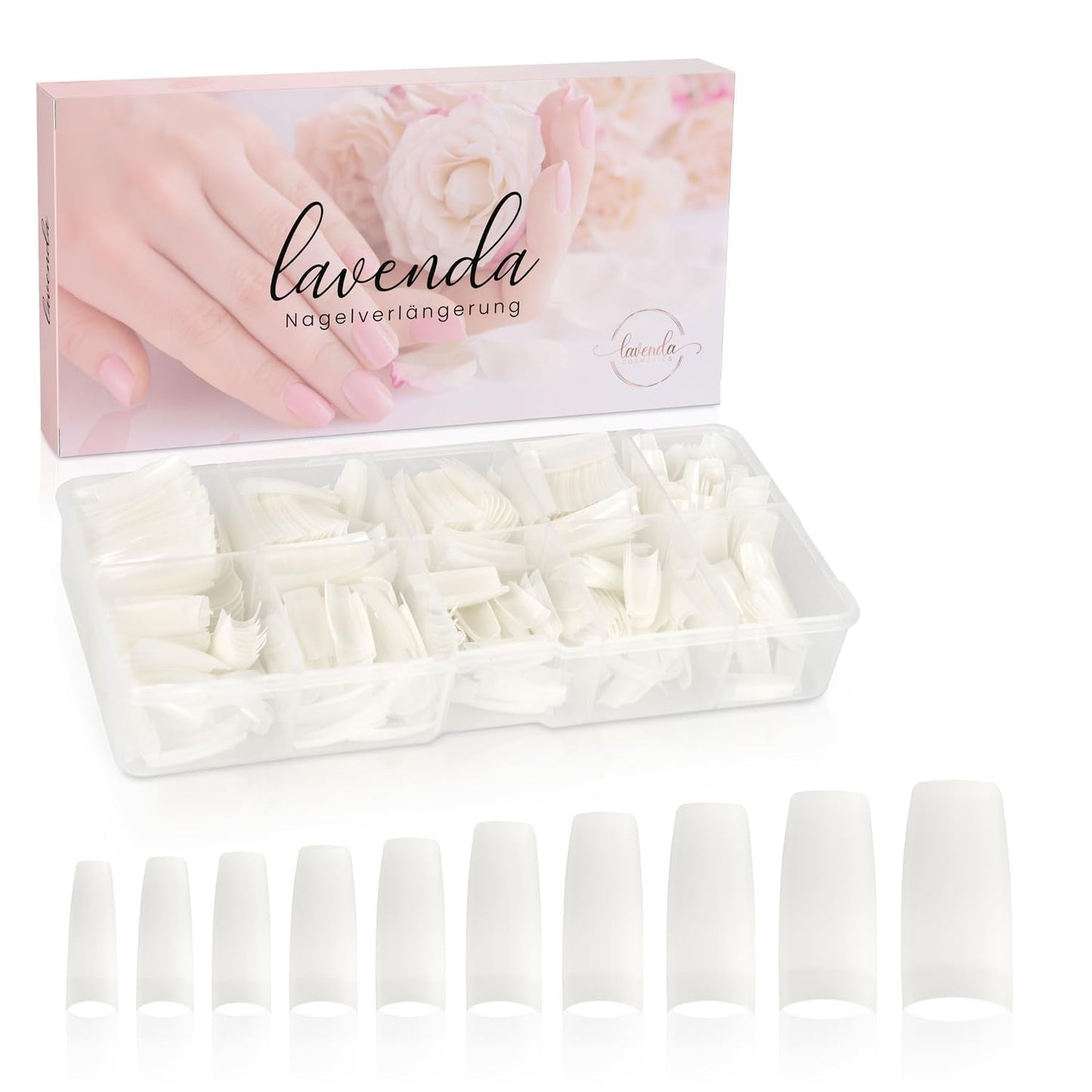 ® Künstliche Nägel zum Aufkleben, 500 Stück, künstliche Nägel – stabile Gelnägel – Nägel in Studioqualität (natürliche Farbe)