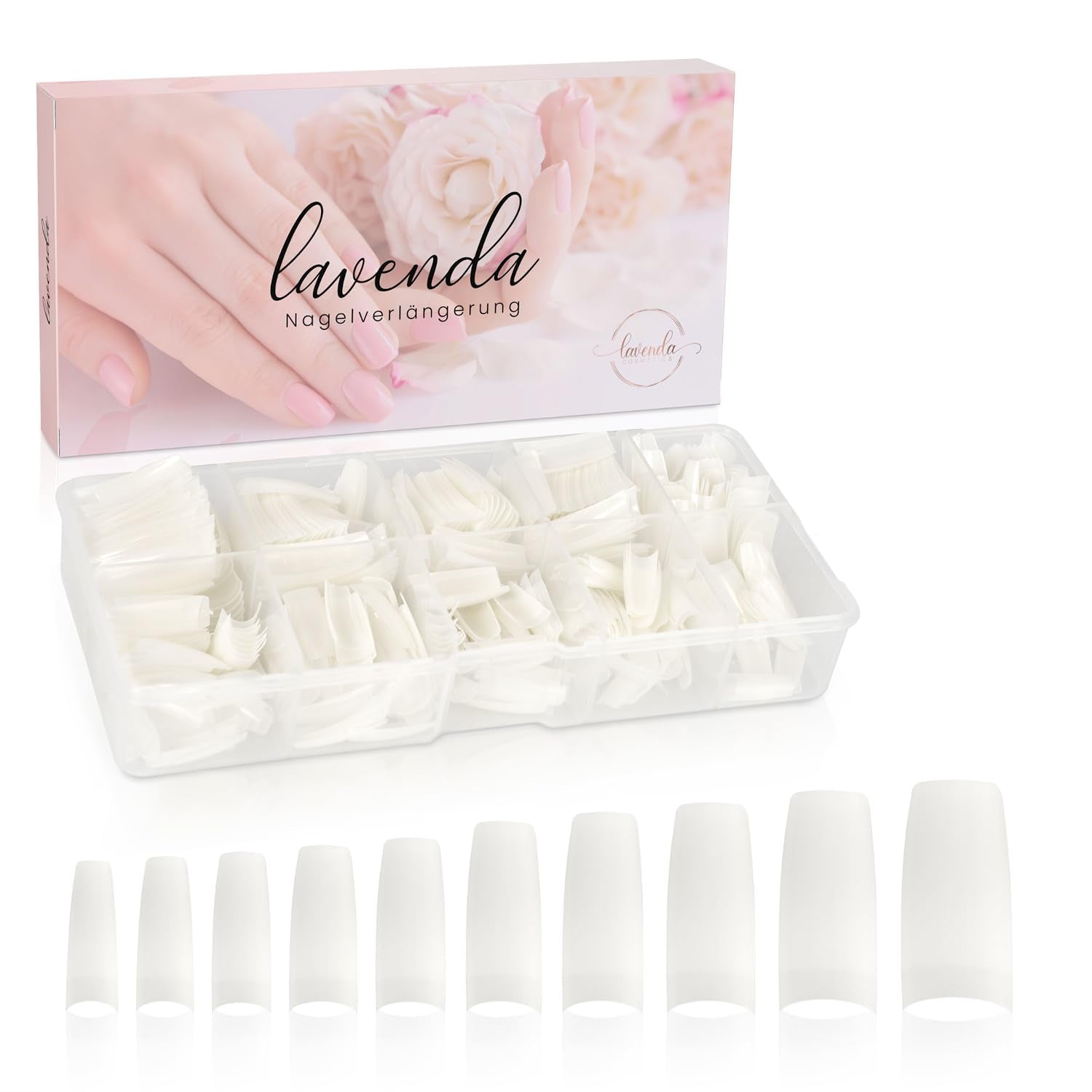 ® Künstliche Nägel zum Aufkleben, 500 Stück, künstliche Nägel – stabile Gelnägel – Nägel in Studioqualität (natürliche Farbe)