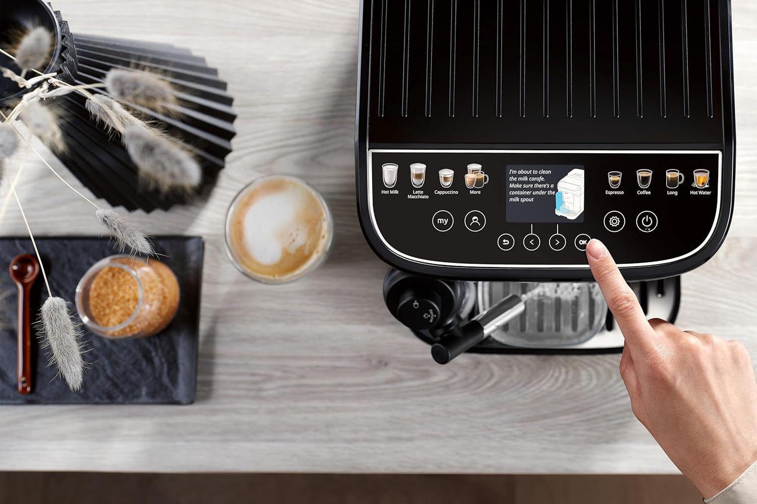 De'Longhi Magnifica Evo Next - Perfetto Vollautomatische Espressomaschine mit LatteCrema Milchaufschäumer, 13 One-Touch-Getränke, Kaffee- und Cappuccino-Zubereiter, Farb-Touchscreen, Titan (ECAM312.80.TB)