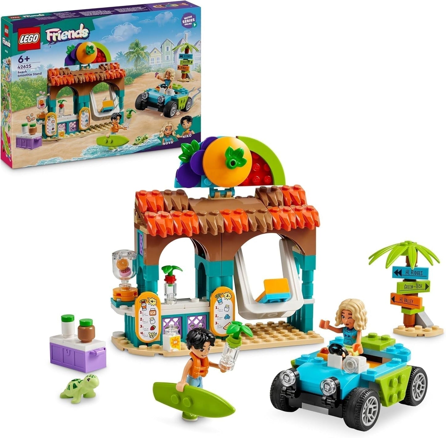 LEGO Friends Smoothie-Stand am Strand Rollenspiel-Spielset Geschenkidee für Mädchen und Jungen ab 6 Jahren mit Spielfiguren Schildkröte und Zubehör Spielzeug für soziale Entwicklung 42625 Bausätze Besuche den LEGO-Store Standardtitel