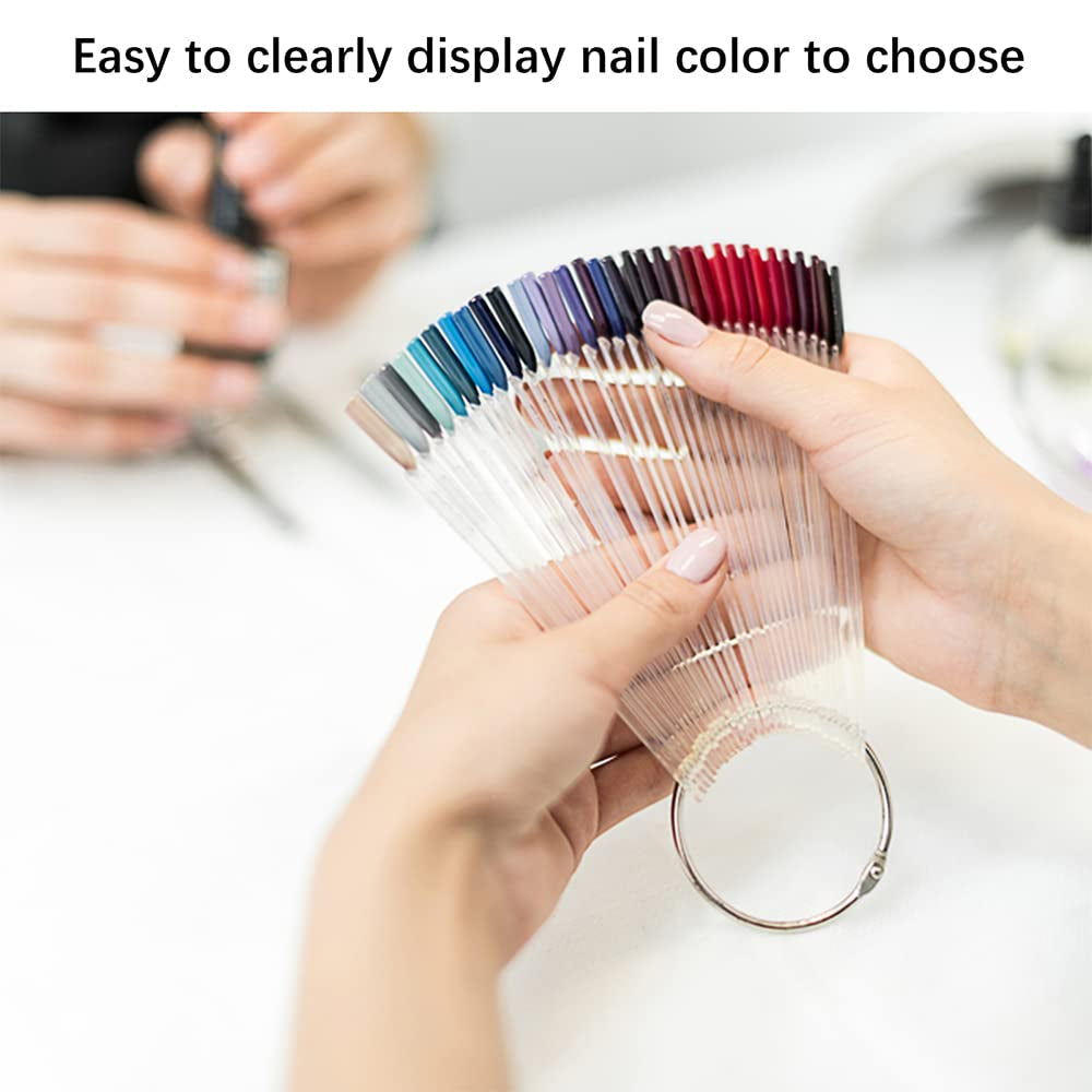 300 transparente Nagelstifte, fächerförmige Nageldesigns, Farbdisplay-Spitzen mit 6 Metallringen, künstliche Nagelplatte für Nagelstudio und Gellack-Übungen für Anfänger