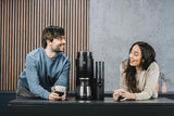 Melitta AromaFresh Therm Pro X – Espressomaschine mit Filter, integriertem Mahlwerk, abnehmbarem Wassertank, Thermokaraffe aus Edelstahl und Timerfunktion, für bis zu 8 Tassen Kaffee, Schwarz/Silber