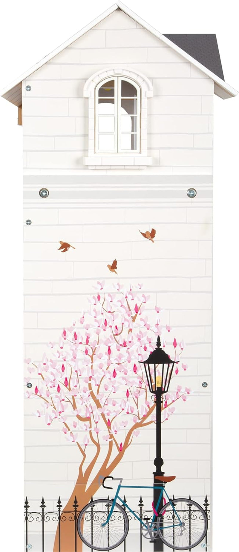Small Foot Puppenhaus 3-stöckiges Stadthaus aus Holz mit offener Vorderseite und 12 Möbeln für Kinder ab 3 Jahren 11802 Weiß Grau Puppenhäuser Naty Shop