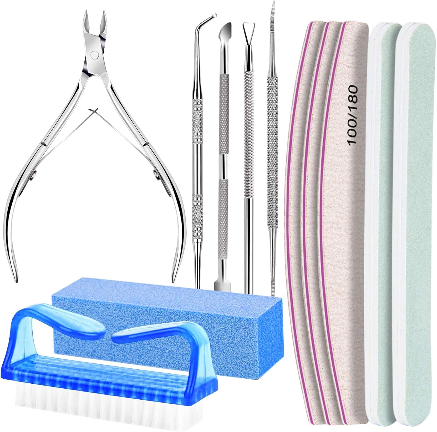 FANDAMEI Maniküre-Set, Buffer Für Nägel, Nagelfeile 100/180, Nagelfeilen Für Gelnägel, Nagelhautschieber, Buffer Für Gelnägel, Feilen Für Gelnägel, Nagelzange, Nagelfeilen Set, Maniküre & Pediküre Set