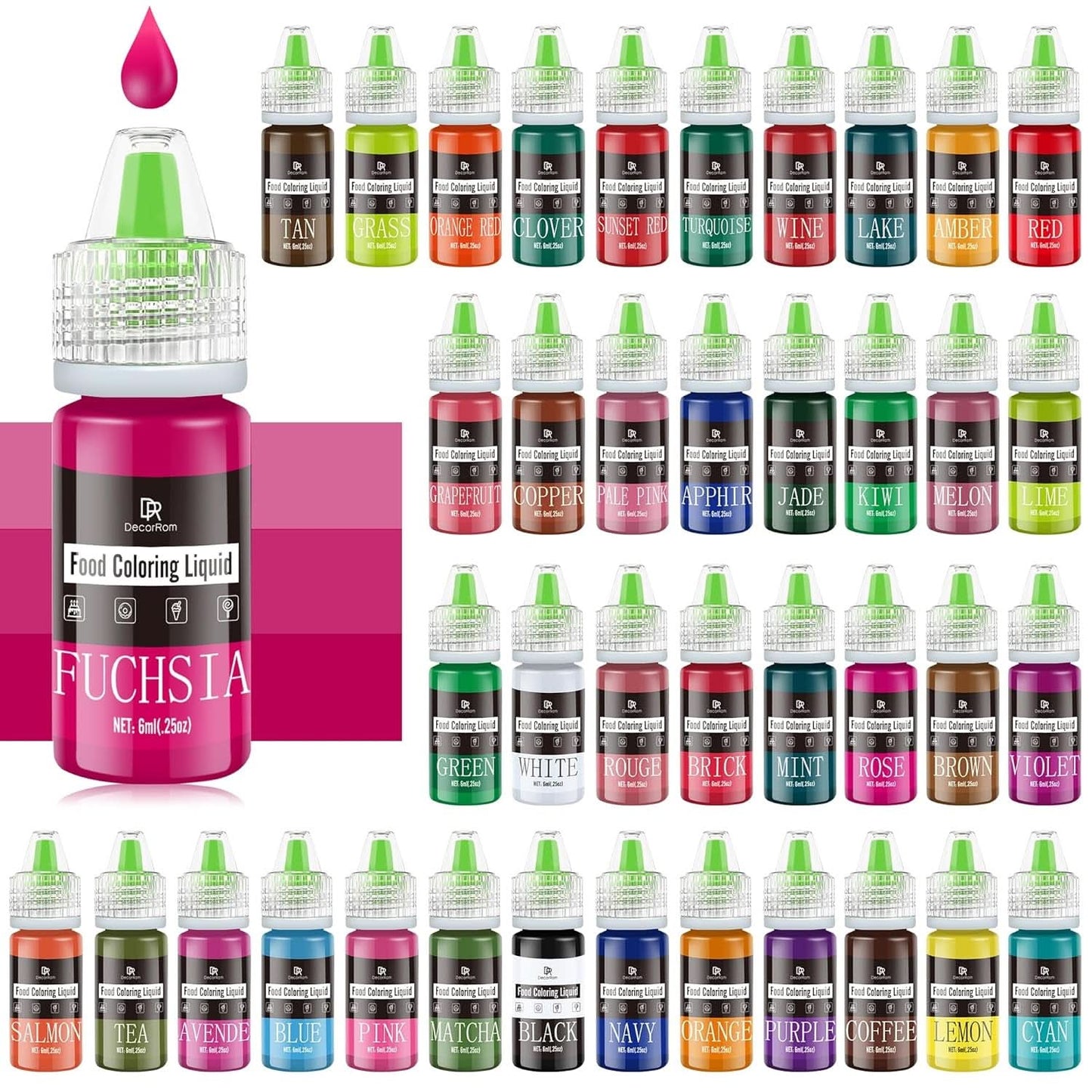 Flüssige Lebensmittelfarbe, 10 ml Naty Shop 6 ml (Set mit 40 Stück)