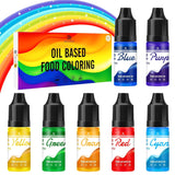 Fettlösliche Schokoladen-Lebensmittelfarbe – Regenbogenfarben, ölbasierte Lebensmittelfarbe für Fondant, Kuchendekoration, Backen – flüssige Lebensmittelfarbe für Kakaobutter, Buttercreme – je 12 g