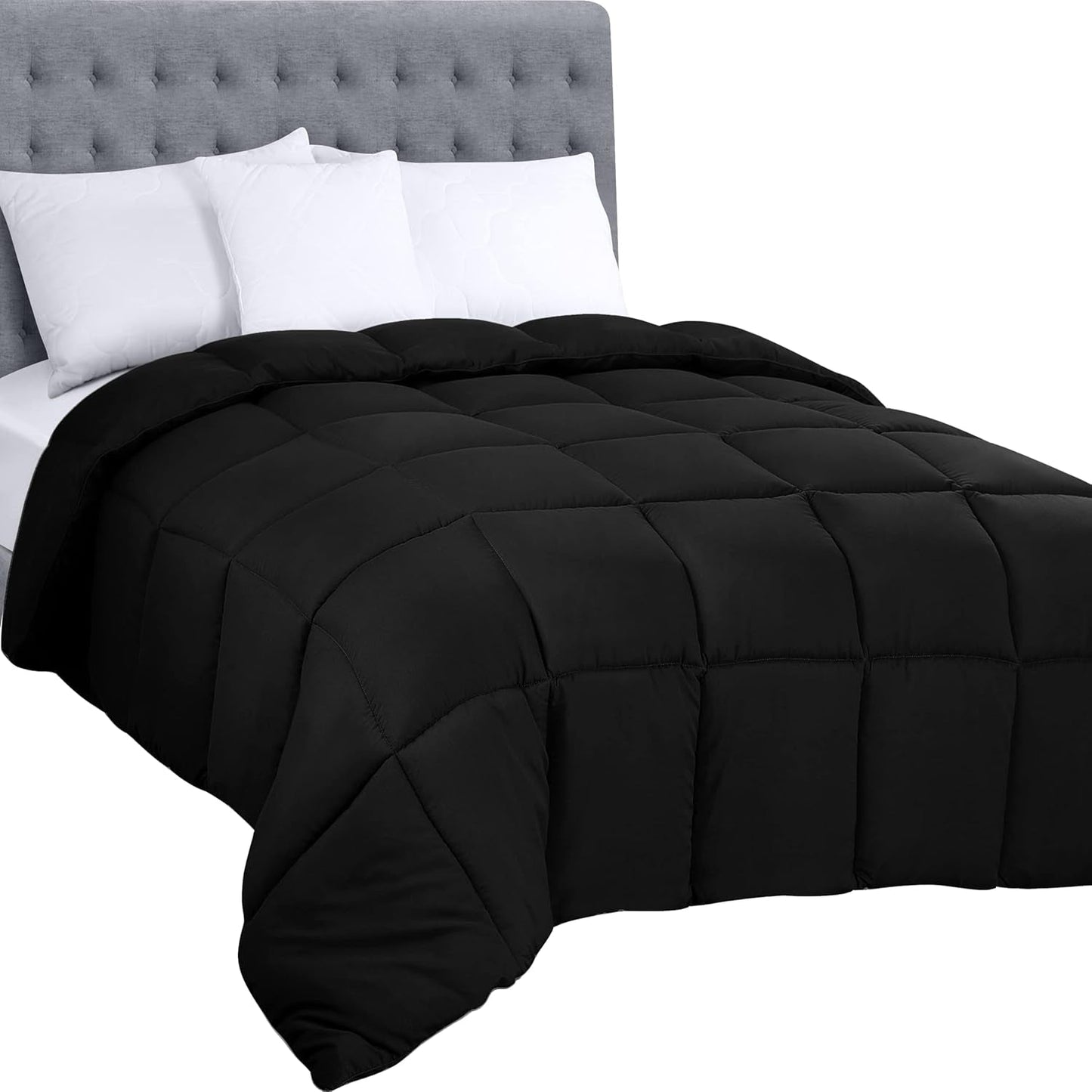 Utopia Bedding Ganzjahres-Bettdecke, 250 g/m², Plüschfüllung aus silikonisierter Faser, Doppelbett, genäht in Box (Doppelbett XL, Hellgrau), Naty Shop Bettdecken und Bettdecken, Schwarz, King-Size-Bett (1 Packung)