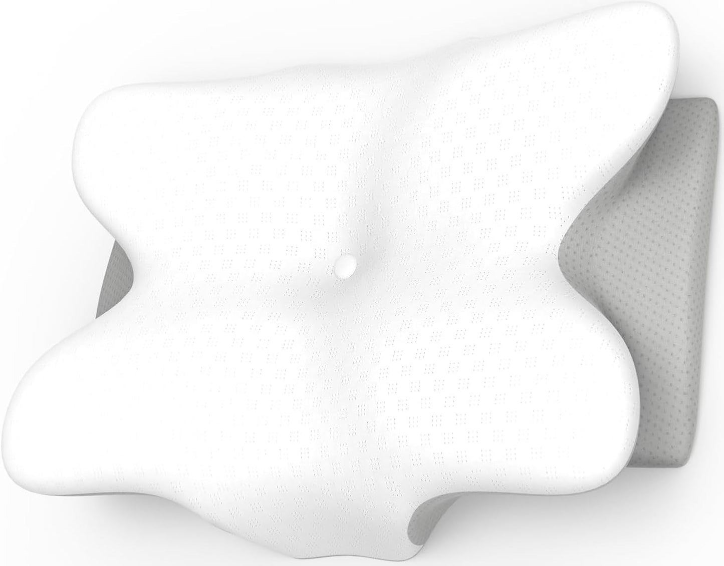 Ergonomisches Nackenkissen aus Memory-Schaumstoff mit abnehmbarem, waschbarem Bezug für orthopädischen Schlaf, Nacken- und Bauchschmerzen (55 x 35 x 13 cm). Naty Shop orthopädische Nackenkissen, Grau, Standardgröße 55 x 35 x 13/10 cm