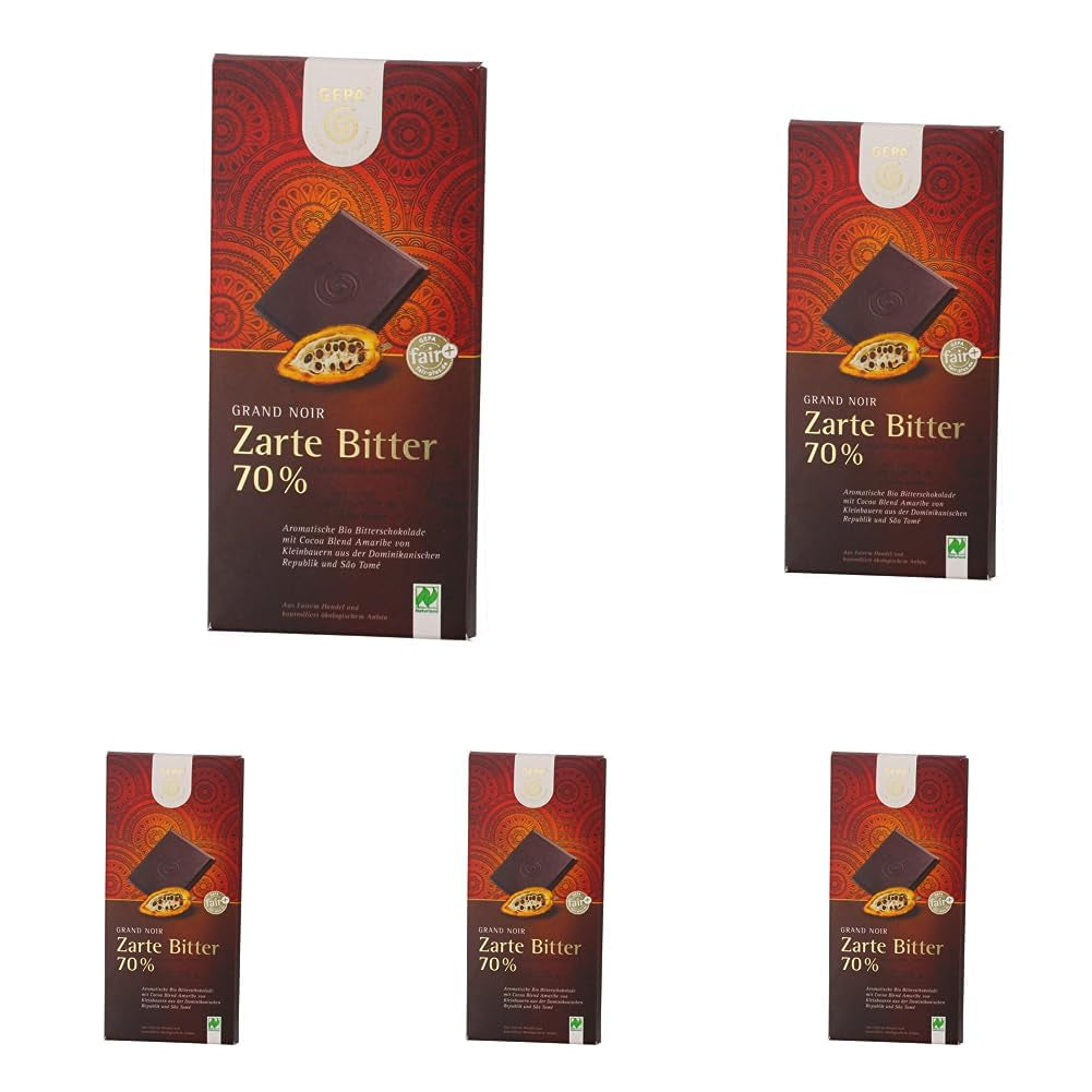 - Dunkle Schokolade Grand Noir – 70 % Bio-Schokolade DE-ÖKO-013 – 100 g (5er-Pack)