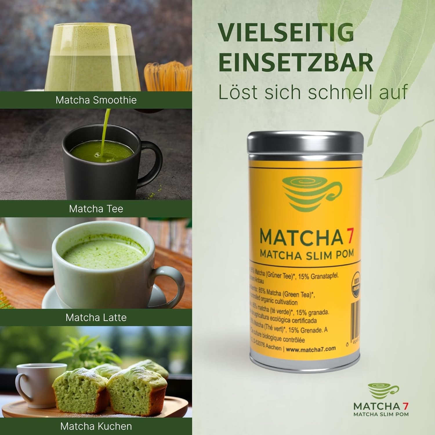 ® Ceremonial Matcha Powder X Granatapfel 100G [Unterstützt Gewichtsverlust und Stoffwechsel] – Grüner Tee für einen aktiven und gesunden Lebensstil – Grüner Tee ohne Zusatzstoffe (rein und natürlich)