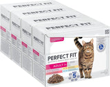 Perfect Fit Adult 1+ Nassfutter-Auswahl mit Lachs, Tiefseefisch, Rind und Huhn, 48 Beutel, 12x85g (4er-Pack) – Premium-Nassfutter für ausgewachsene Katzen ab 1 Jahr
