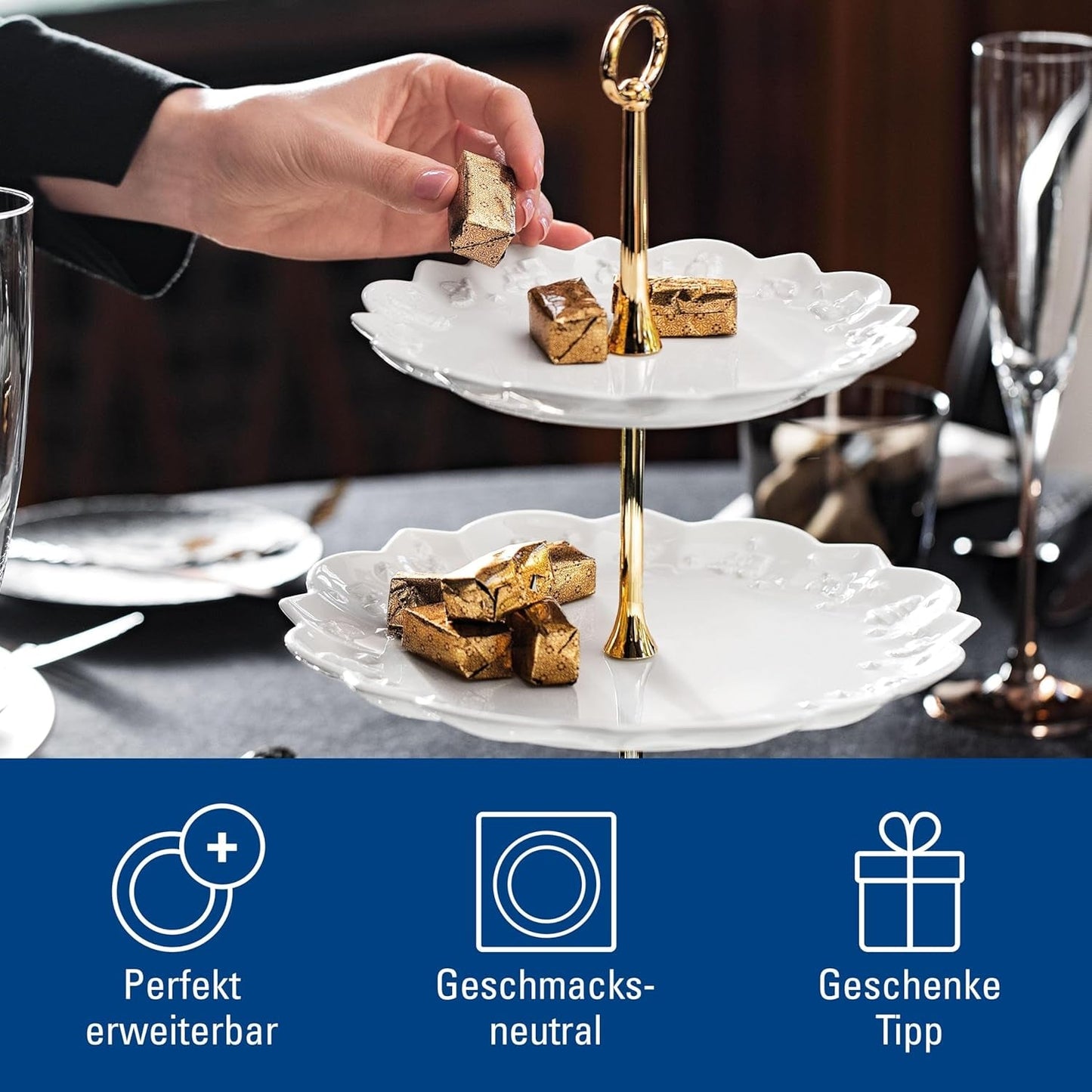 Villeroy & Boch Toys Delight Royal Classic Regal, dekorativer Etagenständer für Kekse, Gebäck und kleine Kuchenstücke, Premium-Porzellan, weiß