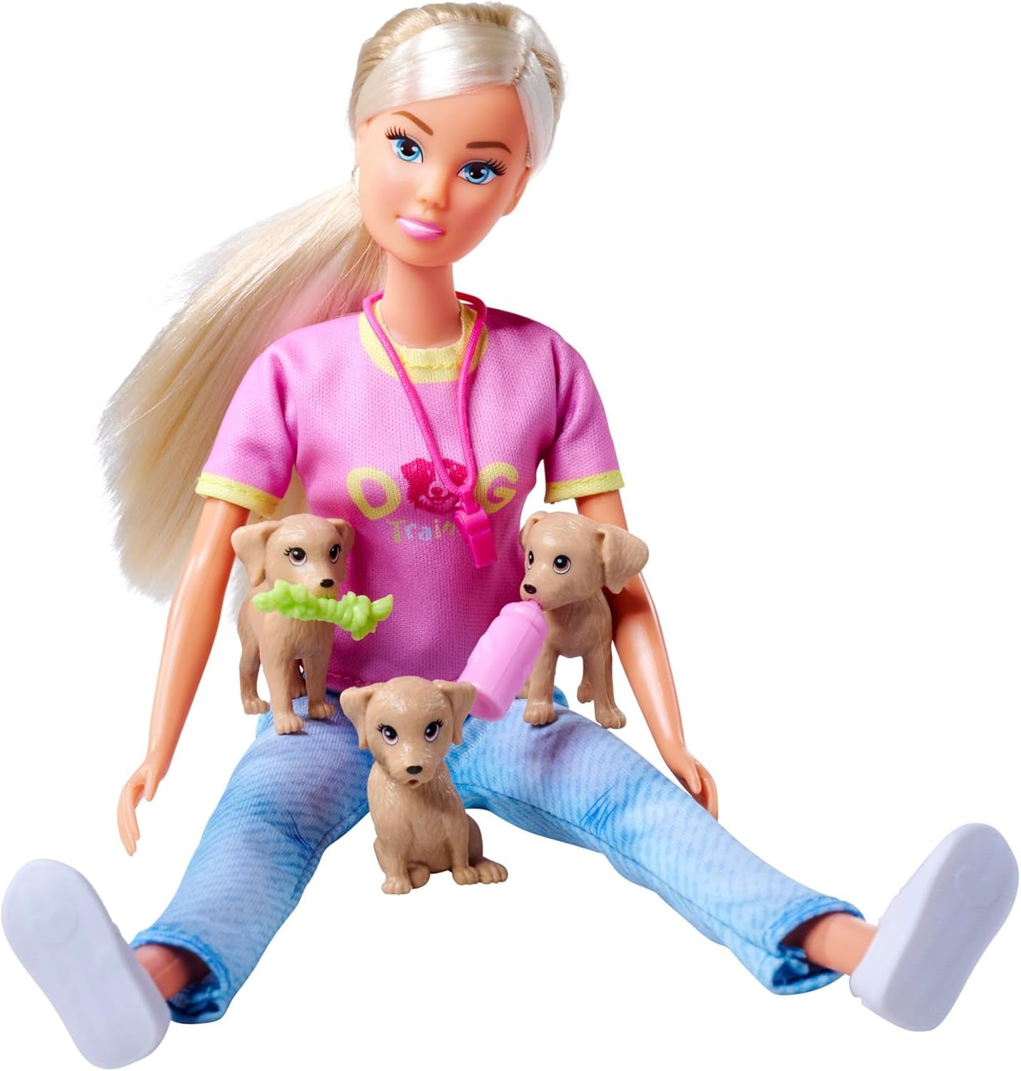 Simba Steffi Love Dog Trainer, Spielzeugpuppe als Hundetrainerin mit Trainingsparcours, 3 Hunde und Zubehör, 29 cm, ab 3 Jahren