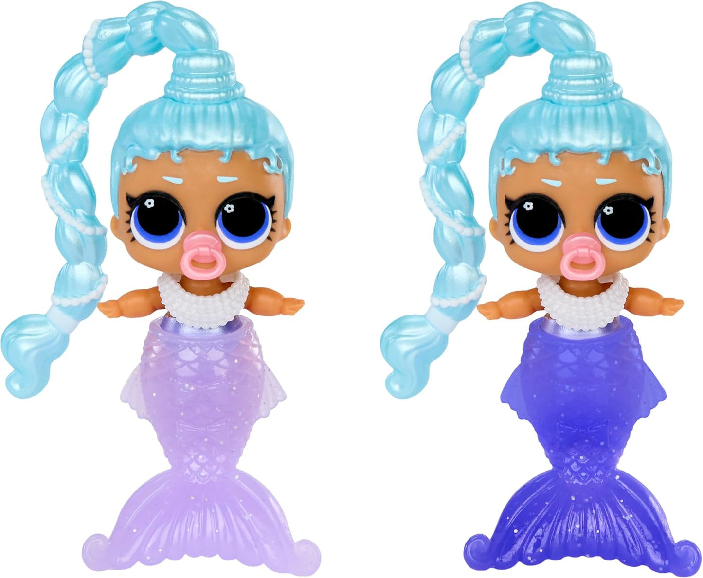 LOL Überraschung! Mermaid Makeover Magic Baby Sisters – Farbwechselnder Meerjungfrauenschwanz mit Muschelkugel zum Ausstellen, 6 Sammelpuppen – ab 4 Jahren