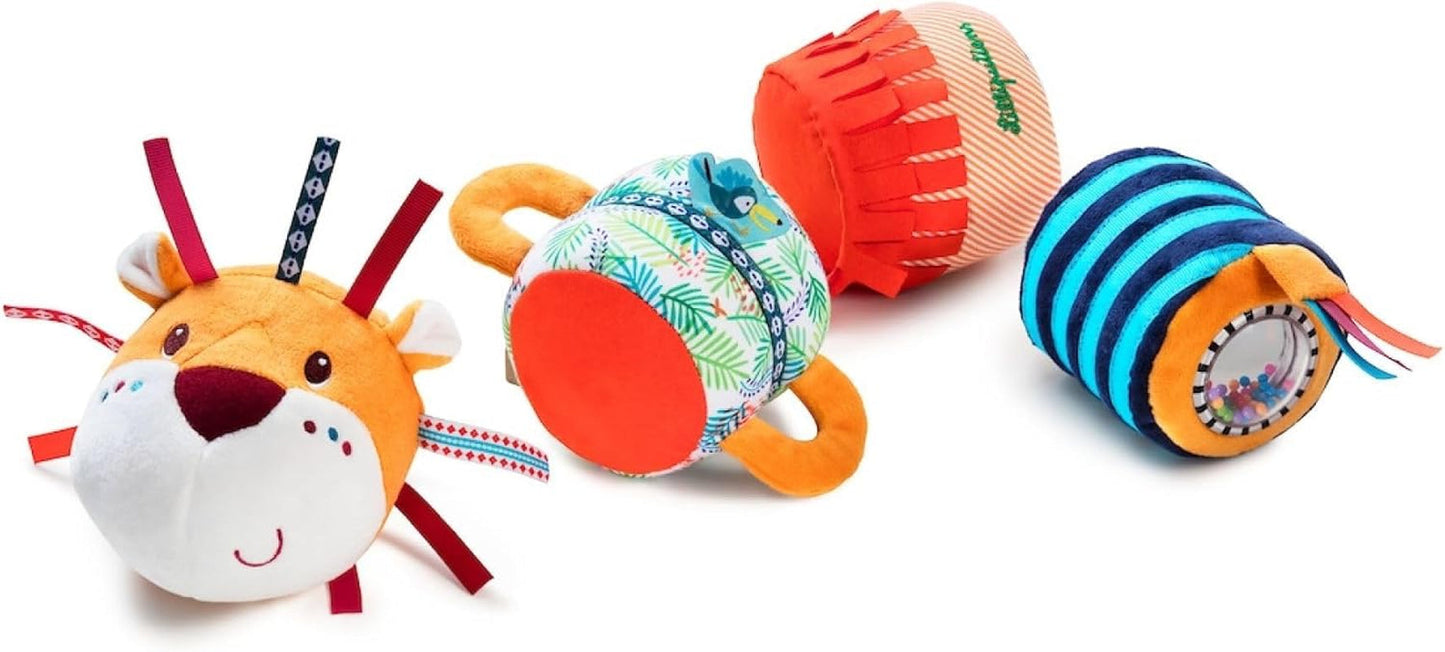 Lilliputiens - Klett-Klangrolle Jack - Buntes Aktivitätsspielzeug für Babys mit verschiedenen Geräuschen und abnehmbaren Rasseln - Fördert Hör- und Motorikfähigkeiten - Ab 6 Monaten - 83064 Babyspielzeug Naty Shop