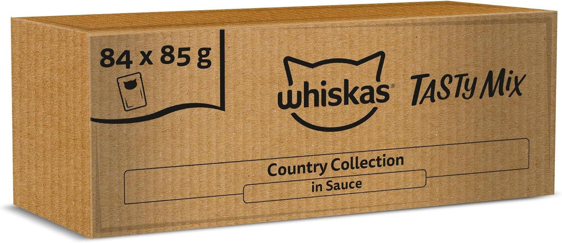 Whiskas Adult Nassfutter 1+ Tasty Mix Country Collection in Sauce, 84 Beutel, 84 x 85 g (1 Großpackung) – Hochwertiges Nassfutter für erwachsene Katzen