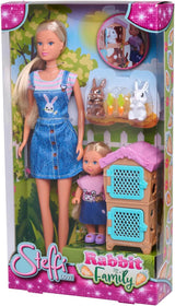 Simba Steffi Love Rabbit Family 12 cm 29 cm Hasenkäfig-Spielpuppe und Puppe mit zwei Kaninchen, ab 3 Jahren