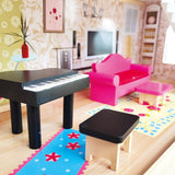 Bino World of Toys Puppenhaus mit Balkon, Spielzeug für Kleinkinder ab 3 Jahren, mit 3 Etagen, Treppen, 4 Zimmern und Balkon inkl. 15-TLG. Zubehör, Zur Förderung der Fähigkeiten von Kindern, Puppenhäuser im rosa Design von Naty Shop