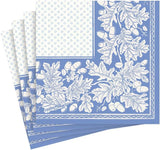 Cocktailservietten, Eichenblatt und Eichel, Leinen, Französisches Blau und Weiß, 15 pro Packung