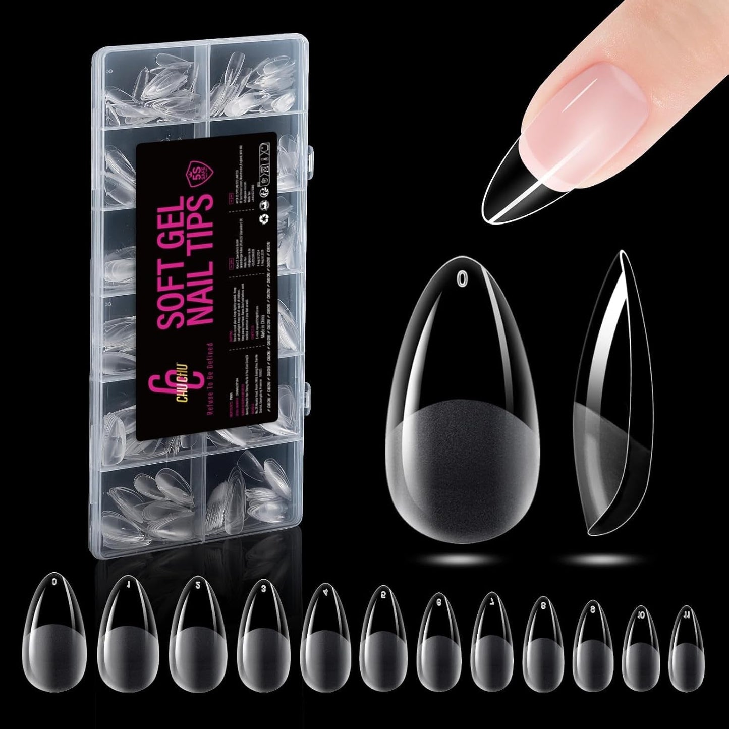 504 Stück Ballerina Medium Gel-Nageltypen: Gel-Nagelspitzen, PMMA-Kunstnägel, Nagelverlängerungen, künstliche Nägel, 12 Größen