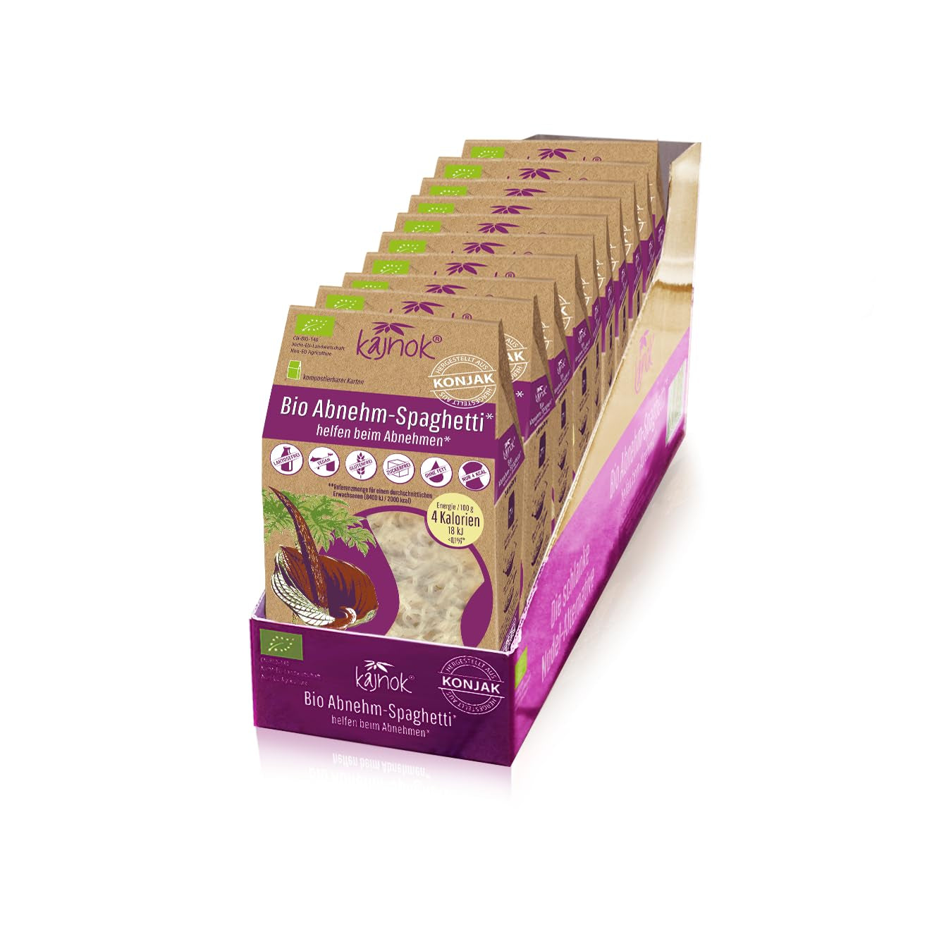 Bio-Spaghetti zum Abnehmen: Konjak-Spaghetti – Bio-Shirataki-Nudeln zum Abnehmen – Ideal für kohlenhydratarme Diäten – die beste Pasta-Alternative für Diät, Fitness und gesunden Lebensstil. 10er-Packung à 2,7 kg