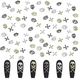 120 Stück Kreuzschädel Nail Art Dekorationen Set Gold Silber Metall Nail Art Charms Punk Legierung Nail Art Schmuck Funkelnde Steine ​​Zubehör