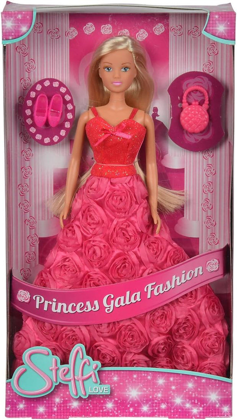 Simba 105739003 - Steffi Love Princess Gala Fashion, 2-fach sortiert, es wird nur EIN Artikel geliefert, Spielpuppe als Prinzessin im traumhaften Rosenkleid mit Handtasche, 29cm, ab 3 Jahre