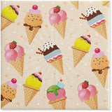 PAW – 3-lagige Servietten (33 x 33 cm) I 20 Stück I Perfekt für Partys, Geburtstage, Feiertage I Tischdekoration für Kinderfeste – Bunte Motiv-Papierservietten – Eiscreme I Eiscreme