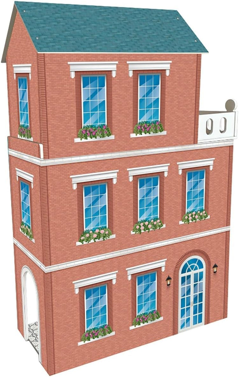Dreistöckiges Puppenhaus im Soho-Madera-Design mit 8 Möbelstücken, Größe 120 x 33 x 75 cm (913D00181) Naty Shop Dollhouses
